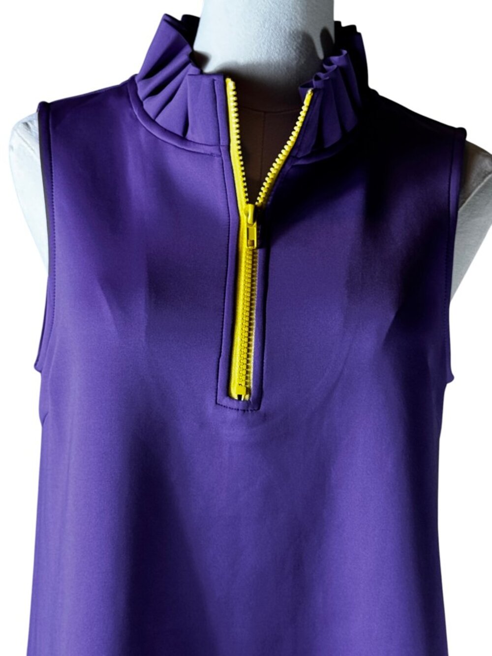 SSYS The Zoey Purple Scuba Ruffle Collar Zip Dress Size Small - Picture 8 of 8